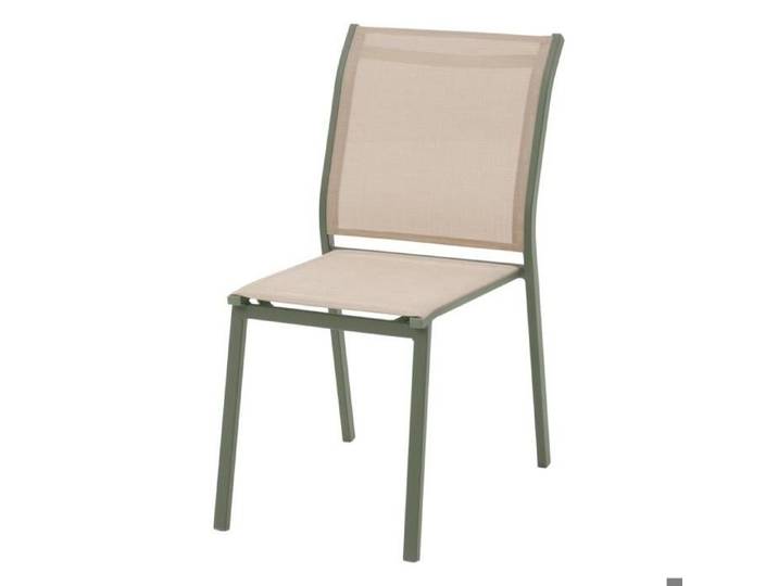 Chaise de jardin empilable  Essentia  lin & vert laurier aluminium et texaline - Hespéride