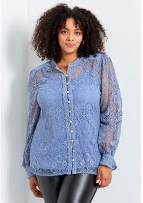 Plus Size Women's Jade Lace Shirt by Avenue in Country Blue (Size 14)