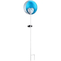 LED Solar Steck Lampe Außen Beleuchtung Dekor Stanzung Welcome Garten Leuchte blau silber
