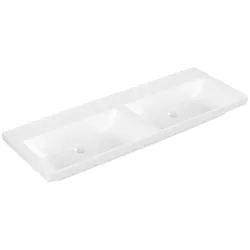 Villeroy und Boch Subway 3.0 Schrank-Doppelwaschtisch 4A71D301 130x47cm, ohne Hahnloch/ohne Überlauf, weiß