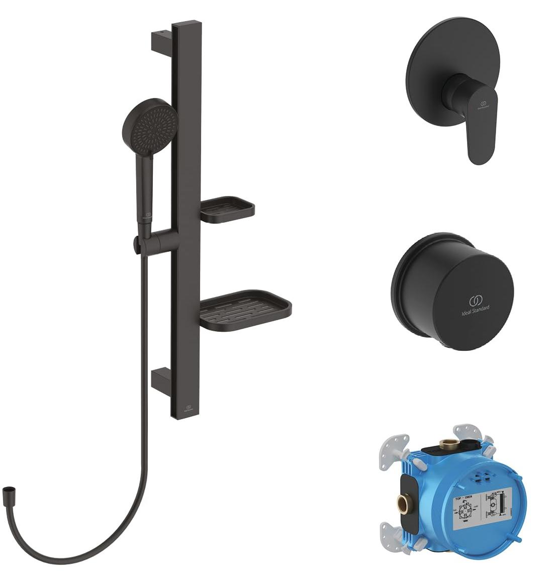 Duschset Komplett, Alu+, Schwarz, wassersparend, 5,46 kg