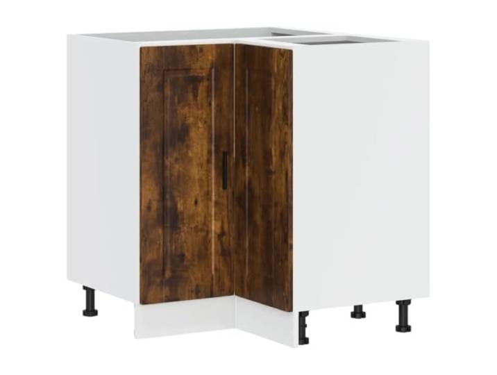Helloshop26 Eckschrank für die Küche, modern, große Aufbewahrung, 75,5 x 75,5 x 81,5 cm, aus Holz, Eiche rauchfarben, 02_0050297