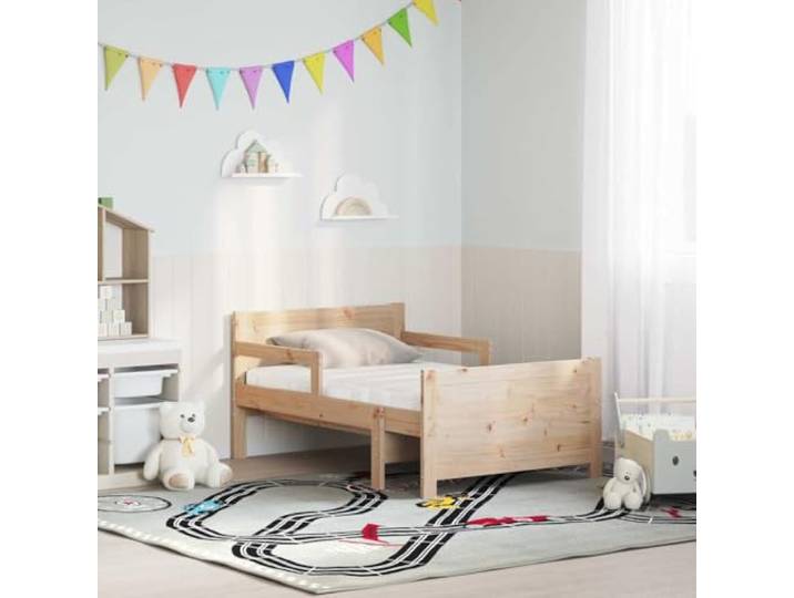 KTHLBRH Bettgestell für Einzelbett, Massivholz, 80 x 200 cm, Braun Inklusive Matratze, skandinavisches Design, robuster Rahmen, geeignet für moderne Zimmer
