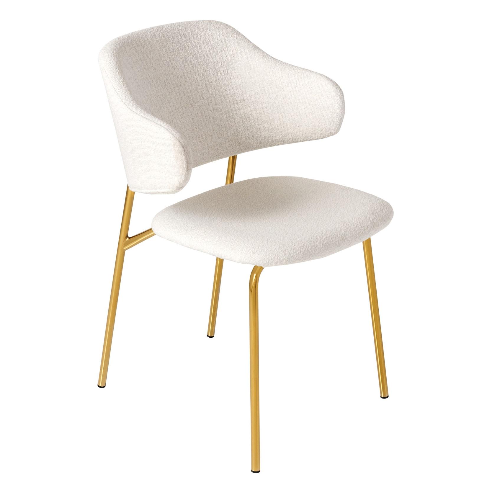 riess-ambiente Stuhl VOGUE - weiß Bouclé goldene Metallbeine