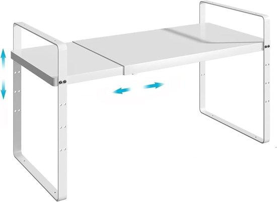 Uitbreidbare Kastplank Organizer - Stapelbare Keukenplank en Kruidenrek - Wit
