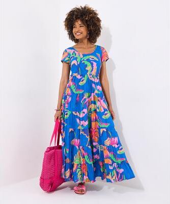 Plus Size Women's Cotton Maxi Dress by Joe Browns in Mega Palm Trees (Size 14 W)