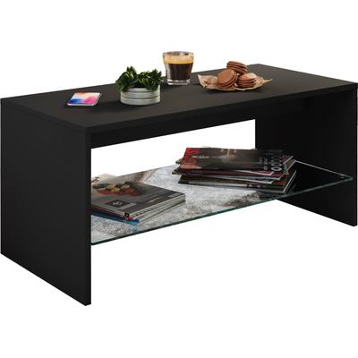 Couchtisch VCM "Holz Sofatisch Couchtisch Glas Wisal", schwarz, B:90cm T:40cm, Tische, Couchtisch