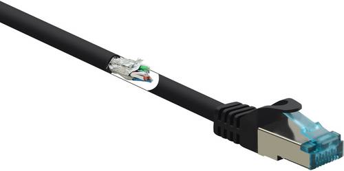 Renkforce RF-5044042 RJ45 Patchkabel CAT 6a S/FTP 1.00m Schwarz Flammwidrig