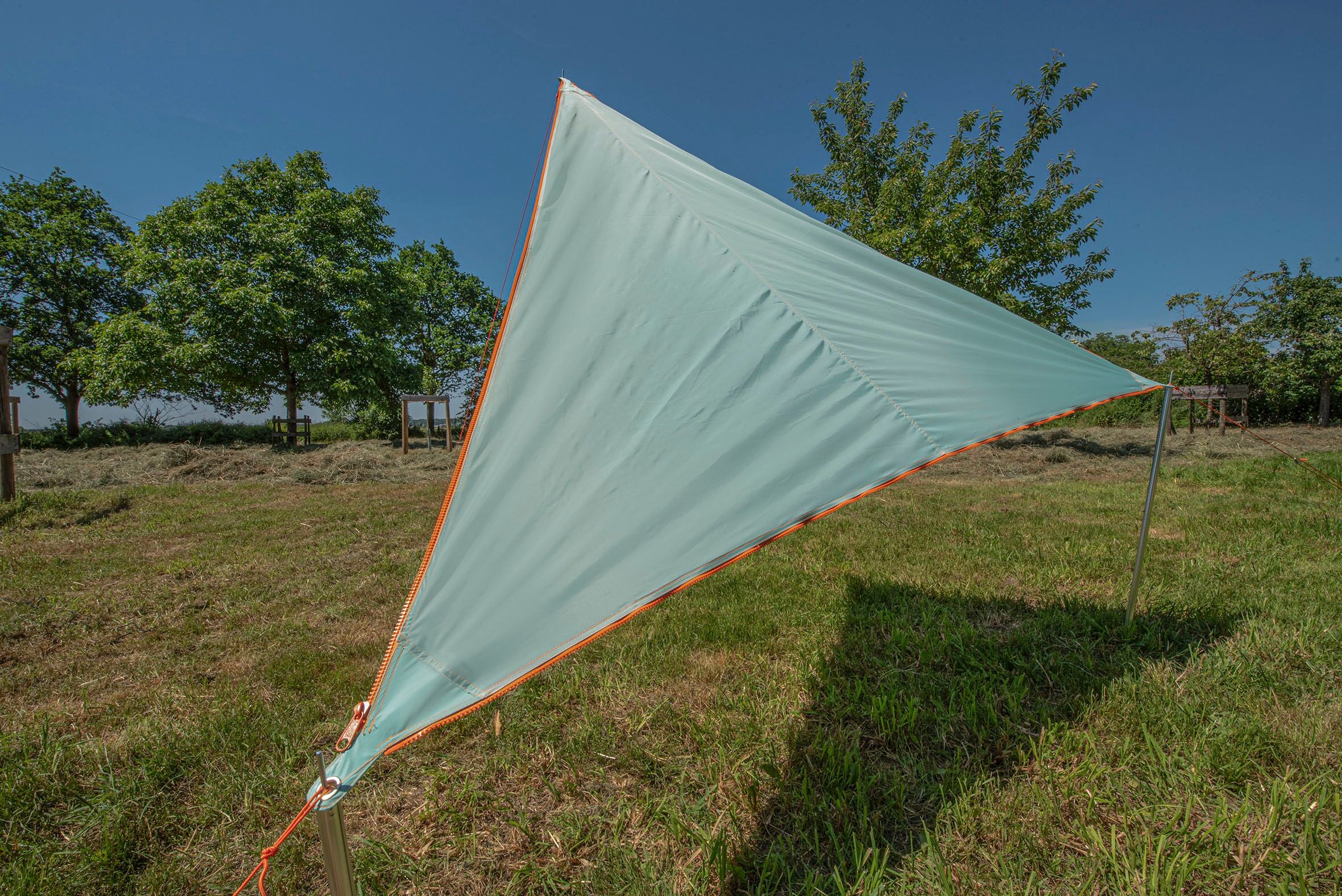 Sonnensegel BENT "Zip-Canvas", bunt (mint, rv orange), Sonnensegel, B/T: 250cm x 250cm, Polyester, Sonnensegel, B:250cm T:250cm