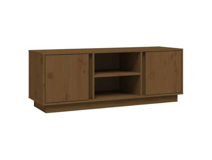 KGFHERENB TV-Schrank Honigbraun 110x35x40,5 cm Massivholz Kiefer Rustikale Aufbewahrung fürs Wohnzimmer mit 2 Türen und 4 Fächern für Ordnung und Dekoration auf kompakter Fläche.