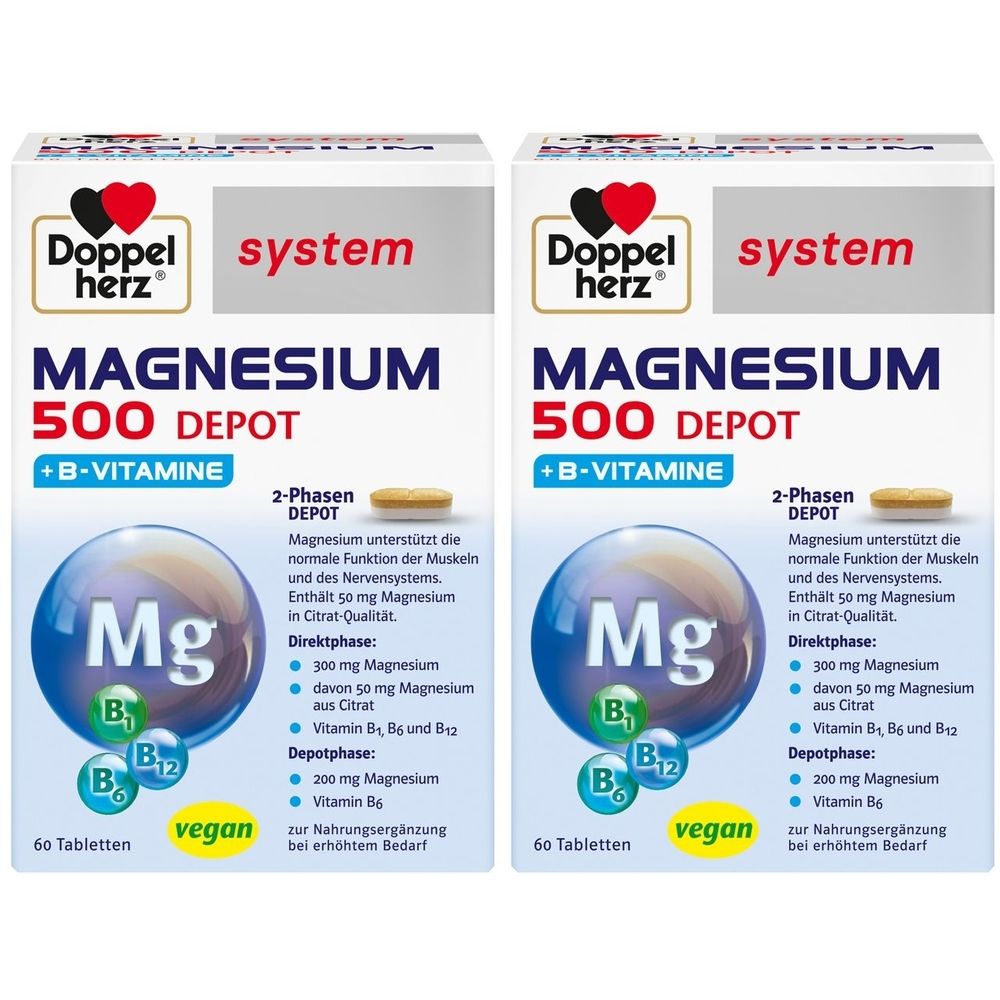 Doppelherz Magnesium 500 Depot system Tabletten 2x 2x60 St