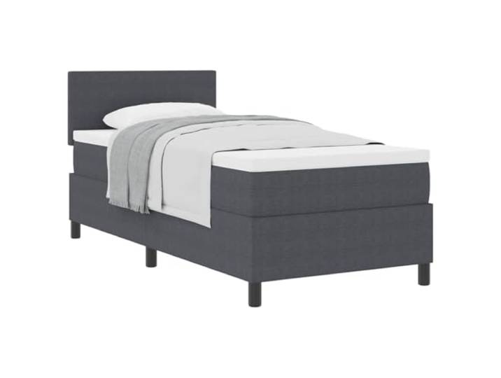 KTHLBRH Boxspringbett mit Kopfteil Dunkelgrau und Weiß 80 x 200 cm Gestell aus Holz, verstellbares Kopfteil, Matratze inklusive, Stützlast 140 kg