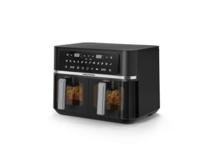 GRUNDIG FRY 8620 Dual-Heißluftfritteuse, 8,4 l, 2400 W 2400 W, 8,4 L Dual Airfryer, 2 Frittierkörbe, 80–200 °C, Touch-Display, 12 Automatikprogramme, Smart Finishing