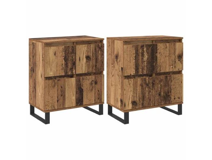 GHVBNMF Sideboard 2er Set Altholz-Optik 60x35x70 cm Kommode 4 Türen Kompakte Beistellschränke aus Holzwerkstoff schaffen Ordnung im Wohnzimmer, Flur oder Essbereich mit viel Stauraum.