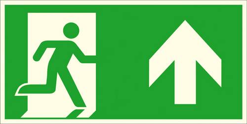 SafetyMarking Fluchtwegschild Aluminium Notausgang rechts, aufwärts, geradeaus 15.A1050 (B x H) 300mm x 150mm ISO 7010 1St.