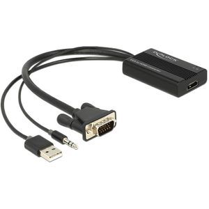 DeLock VGA-Adapter 62597 HDMI VGA Wandler, HDMI Buchse auf VGA + USB + 3,5mm Klinken Stecker
