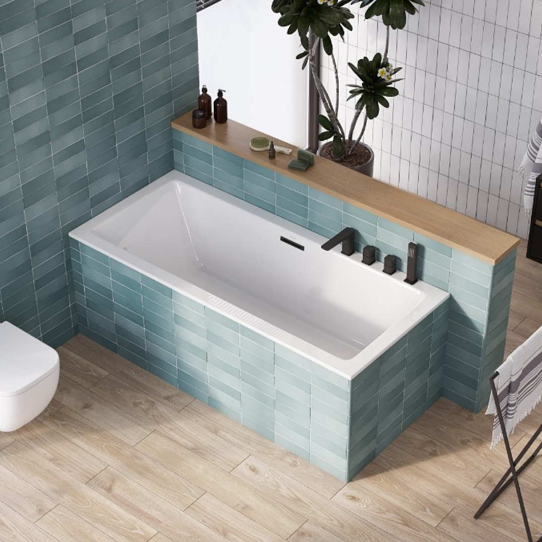 ECOLAM Badewanne Heaven Slim 170x75 cm niedriger Rand moderne Acrylwanne ClickClack schwarz TOP Qualiät Rechteck
