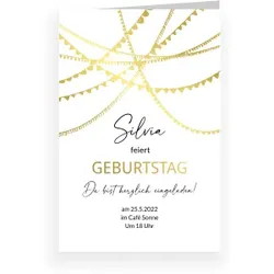 Einladungskarte Geburtstag: Girlande mit Foto in Weiß