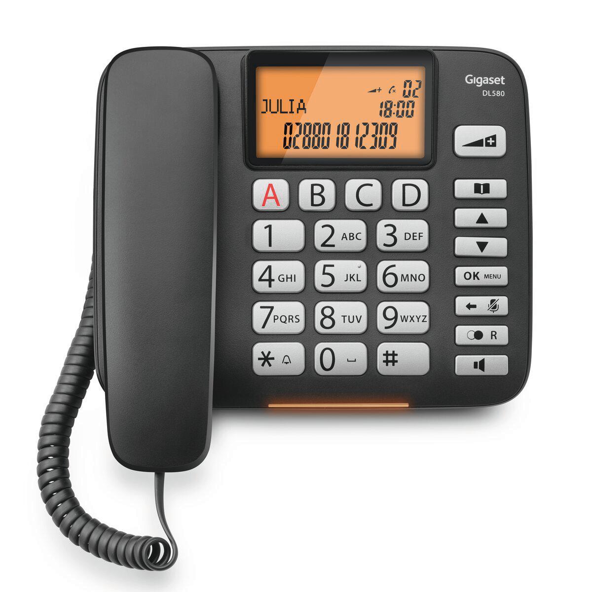 Gigaset DL580 schnurgebundenes Festnetztelefon schwarz S30350-S216-B101