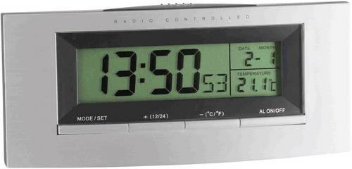 TFA Dostmann 98.1030 Funk Wecker Silber, Schwarz