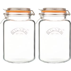 Kilner Einmachglas 0025.079, mit Bügelverschluss, 3 Liter, eckig, zum Einkochen, luftdicht, 2 Stück