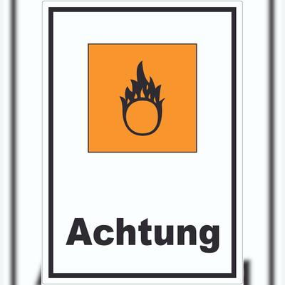 HB-Druck Aufkleber Gefahrensymbol Brandfördernd Achtung Brand A4 (210x297mm)