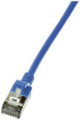 LogiLink CQ9046S RJ45 Patchkabel CAT 6a U/FTP 1.50m Blau extrem dünn, Flammwidrig, Flexibel, Folienschirm, Halogenfrei, mit