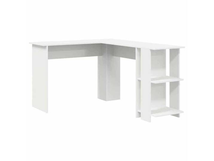 Moderne Bureau d'angle pour ordinateur Forme L avec Rangement Blanc 140x113.5x75 cm @@492@
