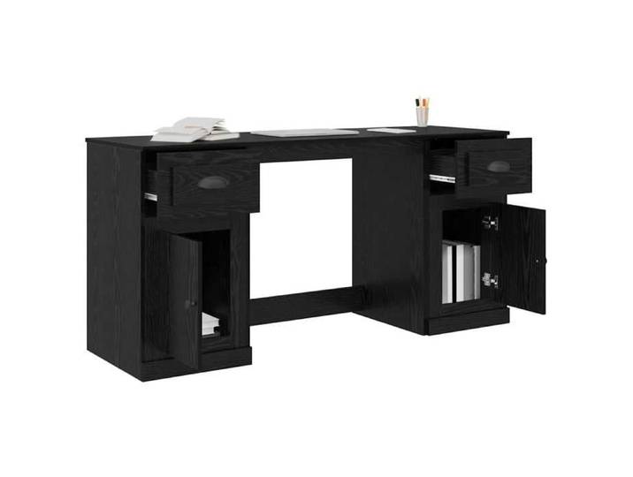 NEUF Noir Bureau Informatique moderne - Bureau à caissons avec armoire avec tiroir Chêne noir 154 5x50x75cm LH 6819711