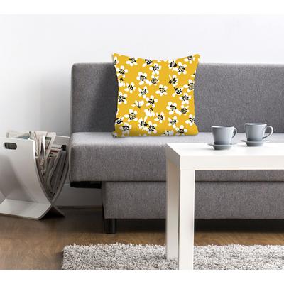 Dekokissen QUEENCE "Berry", gelb (senf, bedruckt), B:40cm L:40cm, Polyester, Dekokissen_Sitzkissen_Kissenhüllen, mit einem Bienenparadies