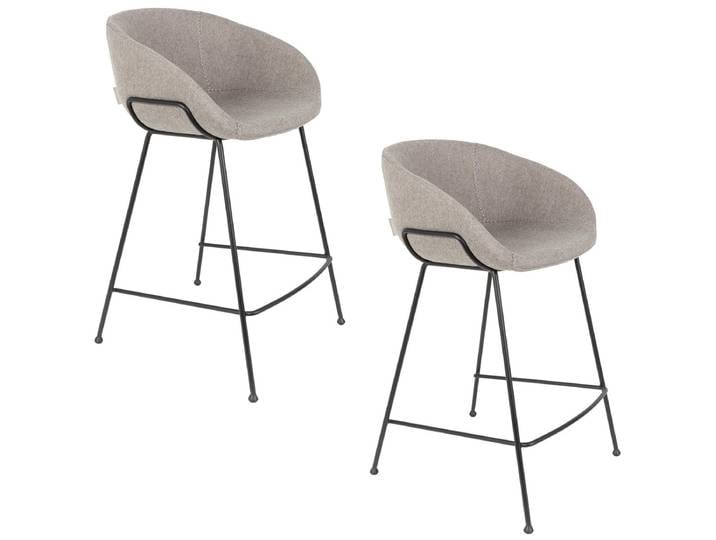 Barhocker Feston Fab 2er-Set – aus Stoff in Grau - Grau - Stoff - Luxusbetten24