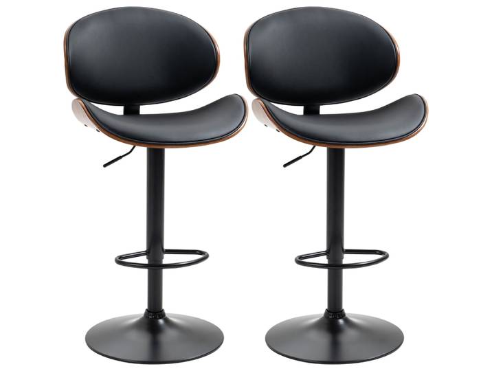 Tabouret de bar hauteur réglable revêtement synthétique noir