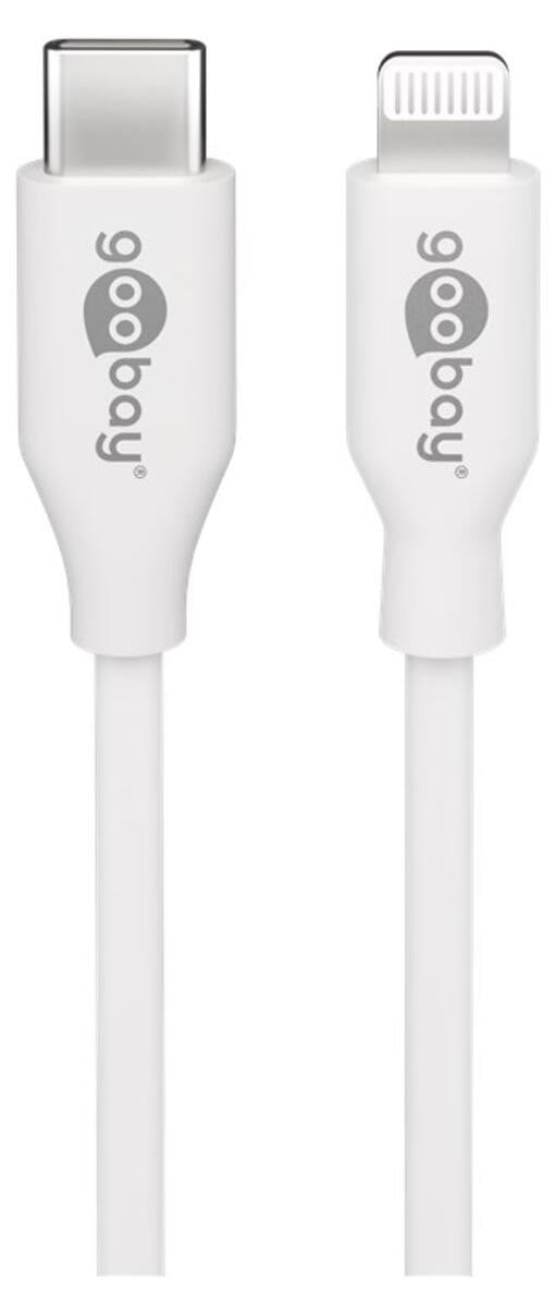 Goobay Lightning naar USB-C oplaad- en synchronisatiekabel, MFi-gecertificeerd voor Apple iPhone/iPad, wit, 1 meter