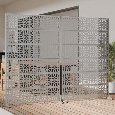 Lirago 2Pcs Outdoor Freestanding Metal Privacy Screen Decorative Partition Panel for Patio Garden Balcony