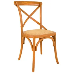 STUHL aus Holz und Rattan, braun, 44x42x46cm