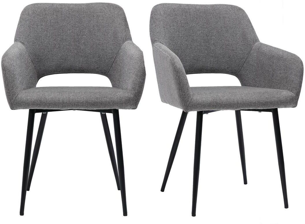 Miliboo Stühle aus grauem Stoff mit Samteffekt (2er-Set) LAURETTE