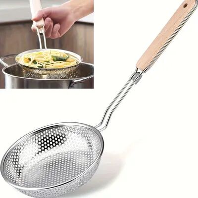 Friendly Fresh Finds Stainless Steel Colander With Wooden Handle Fine Mesh Skimmer Spoon For Cooking And Pasta Noodles Stainless Steel Colander With Wooden Handle Fine Mesh Skimmer Spoon For Cooking And Pasta Noodles