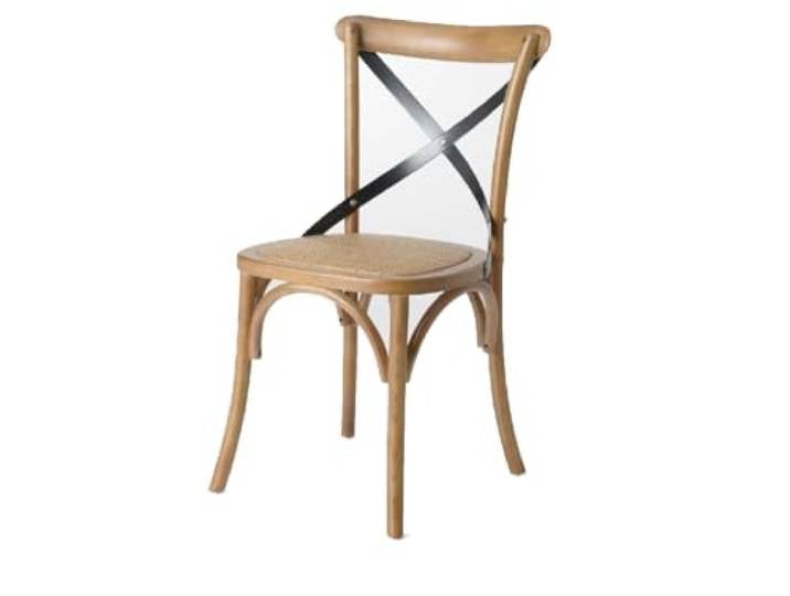 Amadeus Croisillon Métal et Bois Naturel (Lot de 2) (Catégorie : Chaise Salle à Manger)\, Brown\, Unique