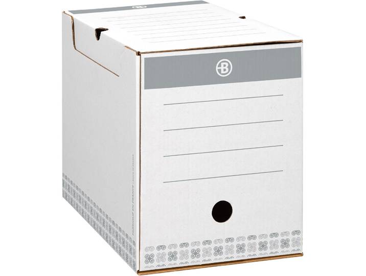 Lot de 20 - Boîte archives Carton Bruneau - Dos 20 cm - Haute résistance - Grise - Boîtes archives standards - Bruneau