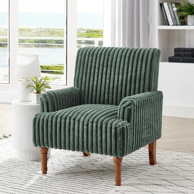 "GDFStudio - Mid-Century Modern Wide Wale Corduroy Accent Chair with 9"" Solid Wood Legs"