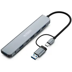 Urban Factory USB-C AND USB-A HUB - 1X (USB-A, USB-C, 4 Ports), Dockingstation + USB Hub, Schwarz