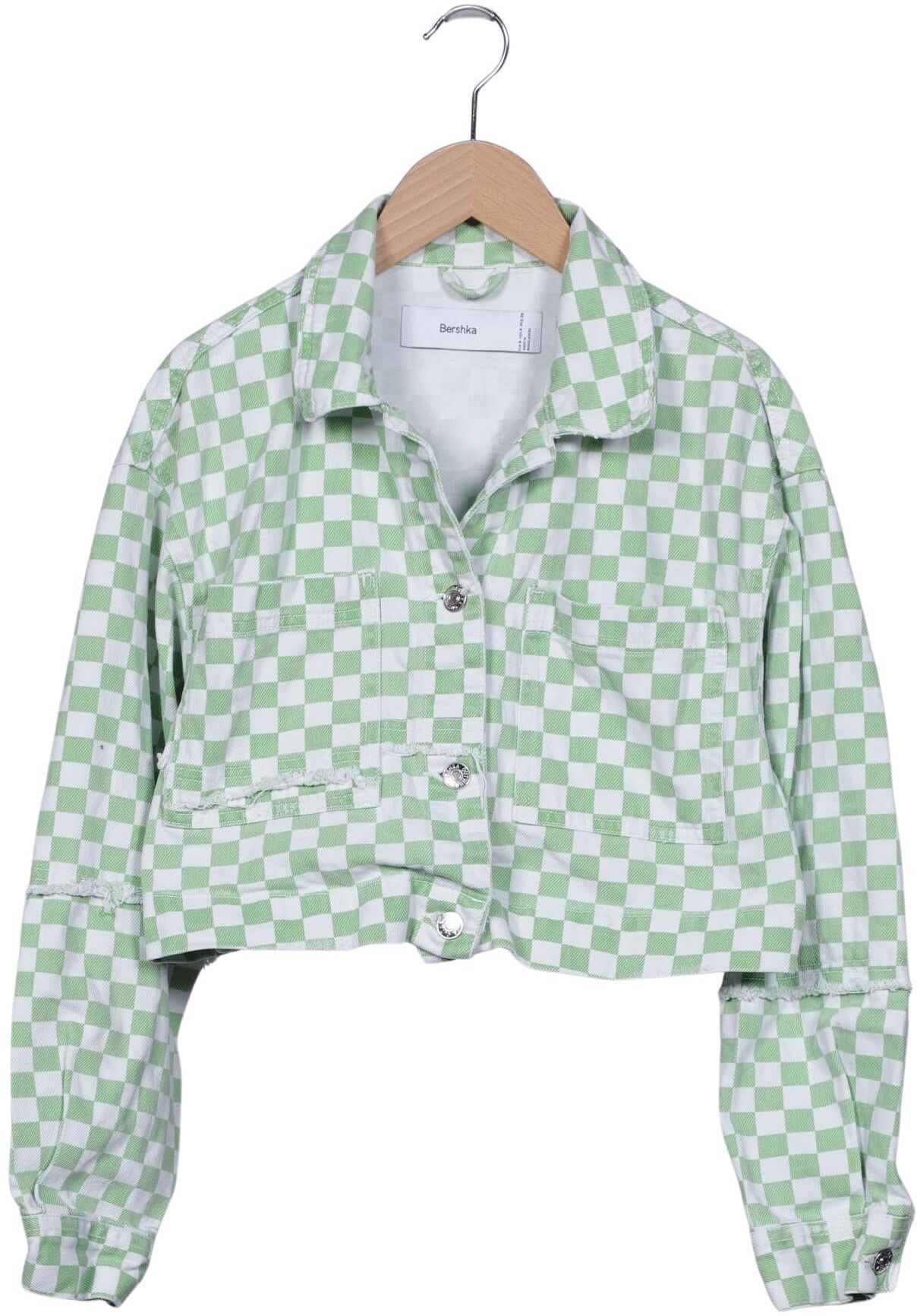 bershka Damen Jacke, Hellgrün, Gr. S, Baumwolle - Second Hand
