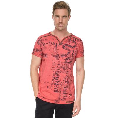 T-Shirt RUSTY NEAL, Herren, Gr. XL, rot, 100% Baumwolle, unifarben, normal, Rundhals, Shirts T-Shirt, mit Allover-Druck