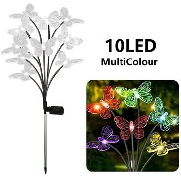 On Spot Shop Waterproof Solar LED Lights Outdoor Garden Butterfly Sunlight Lamp With Heads For Lawn Landscape & Home Decoration 10 Head