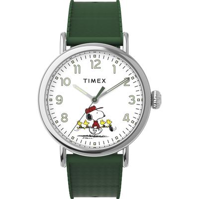 Quarzuhr TIMEX "PEANUTS WATERBURY STANDARD", grün, Armbanduhren, Damen, Quarzuhr, Armbanduhr, Herrenuhr, Damenuhr,Kunststoffarmband, Leuchtzeiger