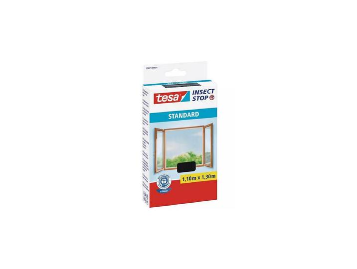 Insektenschutz-Fensterrahmen TESA Fliegengitter - Set , grau (rahmen: silberfarben gewebe: schwarz), B:110cm H:130cm, Insektenschutzgitter, Insektenschutz-Fensterrahmen