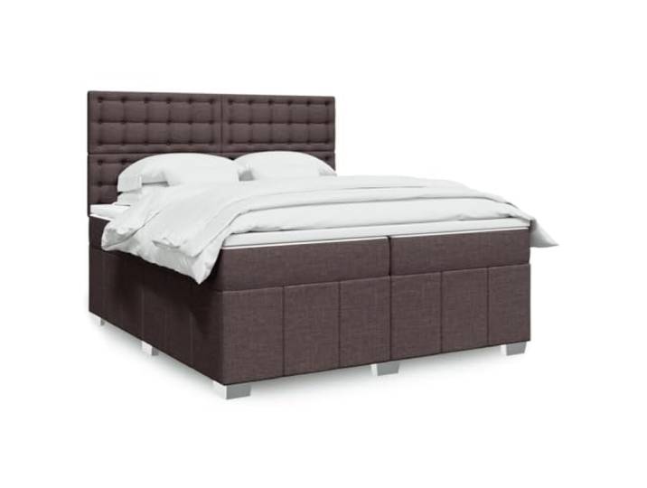 Lattenrost mit Taschenfederkernmatratzen, Dunkelbraun, 200 x 200 cm Langlebiges Polyestergewebe, verstellbares Kopfteil, abnehmbarer Matratzenschoner, atmungsaktiver Komfort