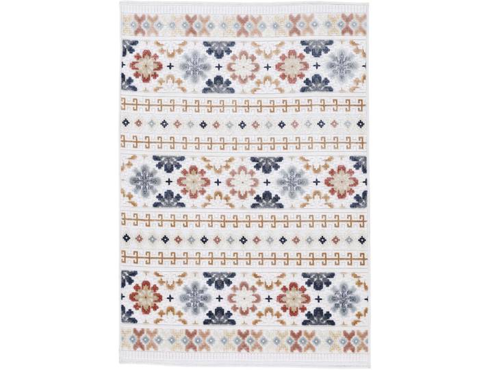 Teppich CARPETFINE Deja 103 , beige, B:80cm H:4mm L:150cm, Polypropylen, Teppiche, Teppich, robustes Flachgewebe, Floral, In- und Outdoor, Läufer