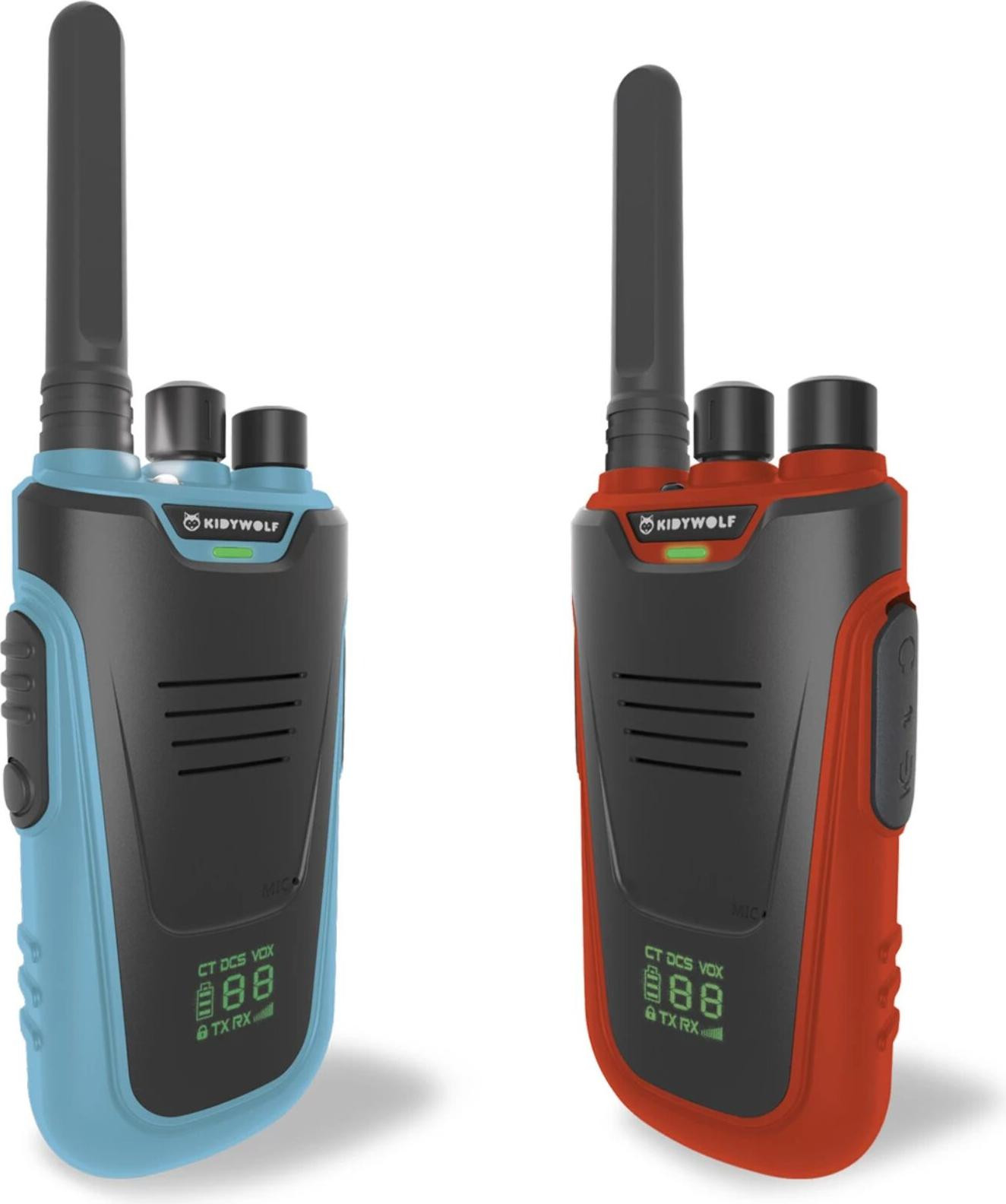 Kidywolf walkie-talkies met zaklamp, blauw/rood