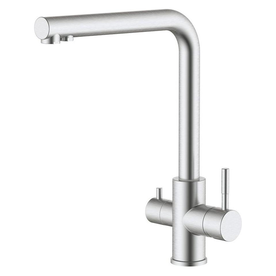 Verhal Single-lever reverse osmosis sink tap with high spout, brushed stainless steel, 3-way (66092369)